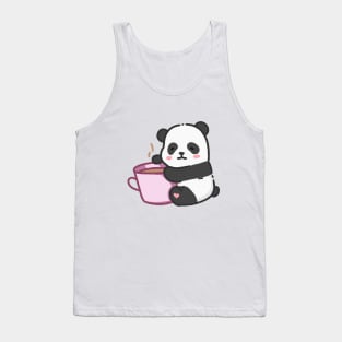 Panda bear hugging a cup of coffee Tank Top